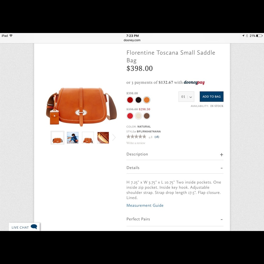 COPY - Dooney & Bourke Florentine Toscana Small Saddle